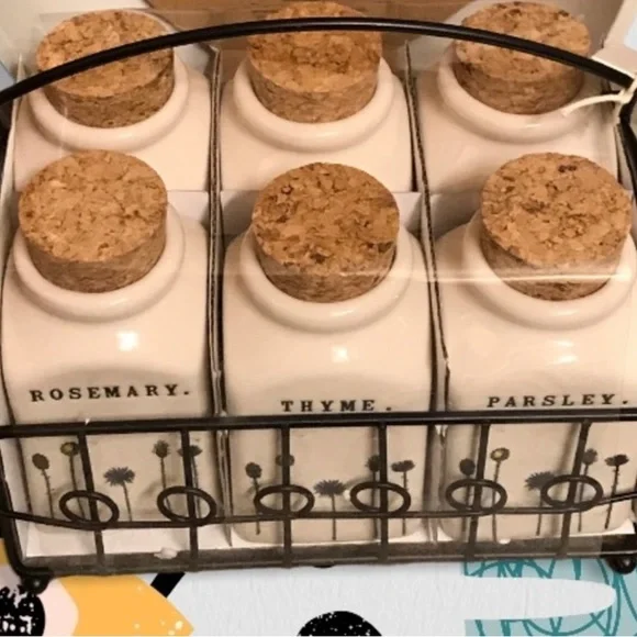 Rae Dunn Spice Rack and 6 Jars Rosemary Dill kitchen - Picture 3 of 3